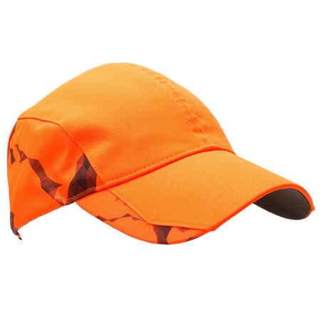 Maskirna oranžna ženska vodoodbojna lovska kapa s šiltom SUPERTRACK 500 