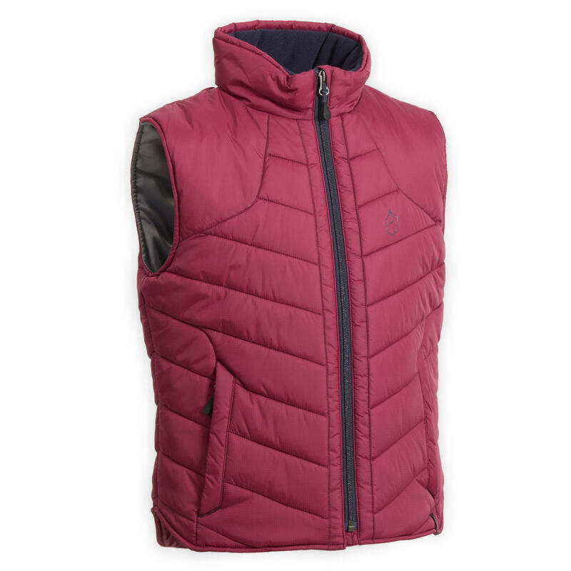 Gilet chaud sans manches équitation enfant 500 WARM prune
