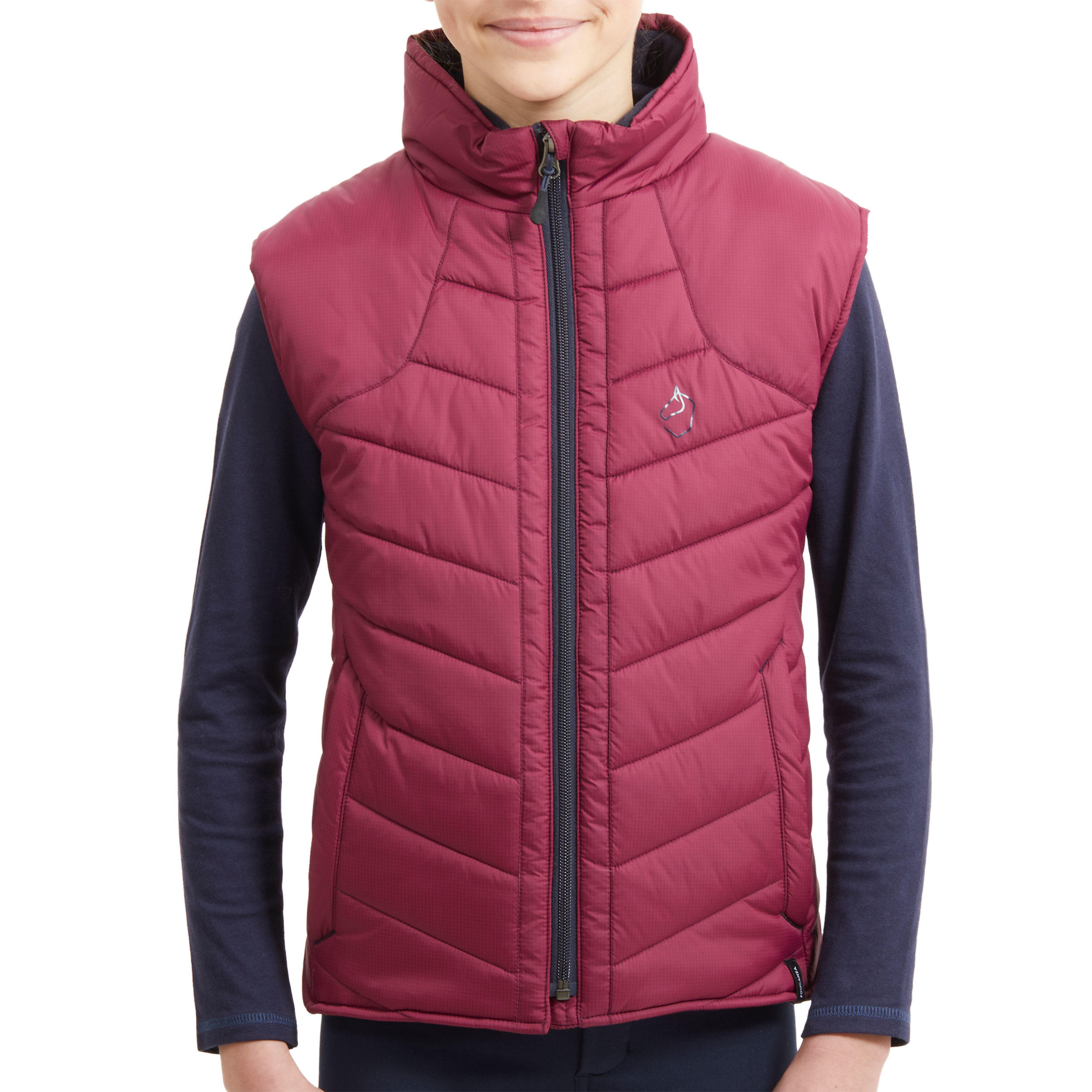 FOUGANZA Kinderbodywarmer voor ruitersport 500 WARM pruimenpaars