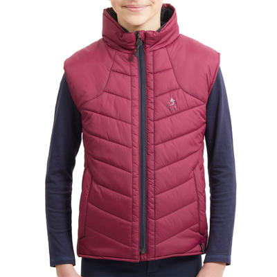 Kinderbodywarmer voor ruitersport 500 warm pruimenpaars