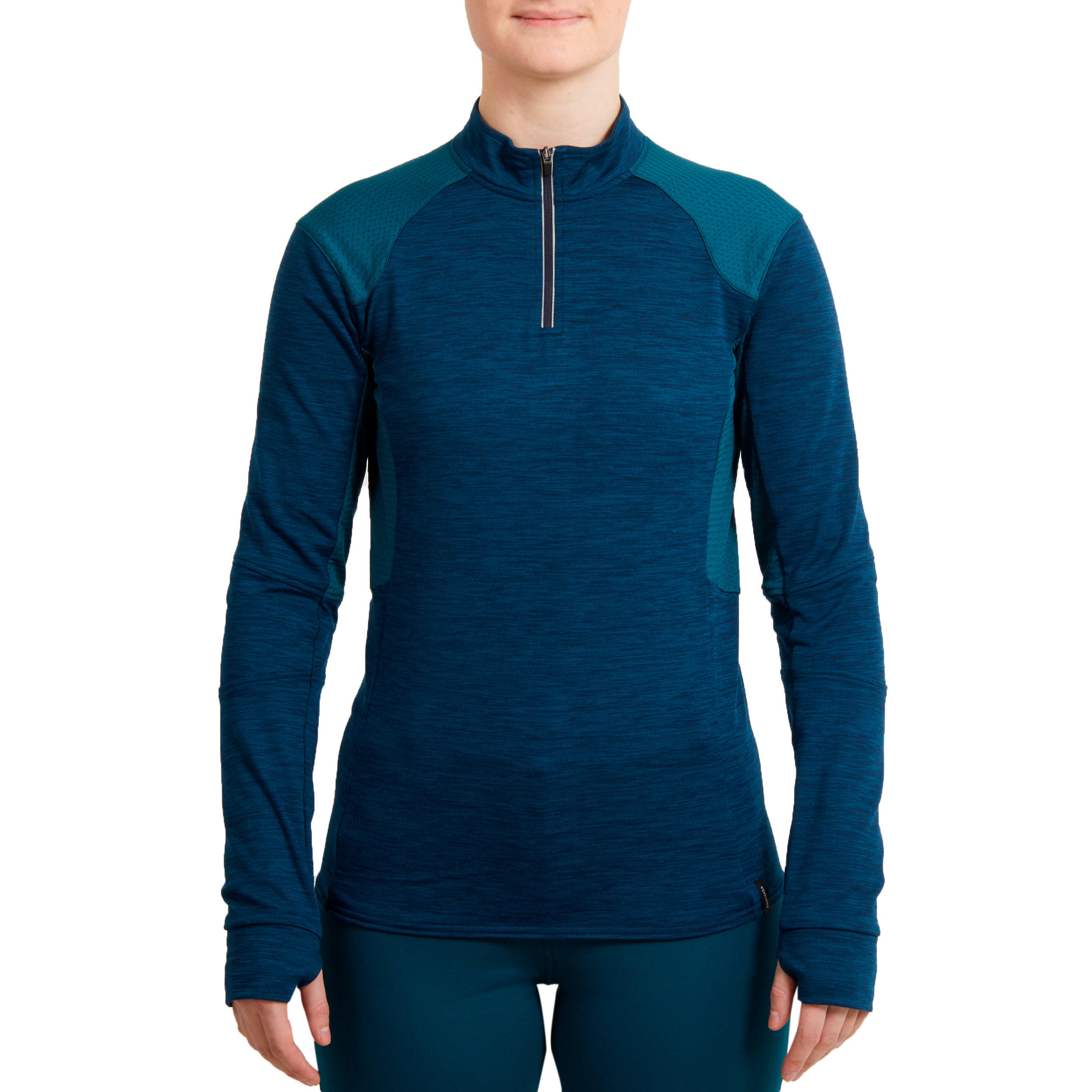 Women's Warm Horse Riding Long-Sleeved Polo Shirt 500 Warm - Petrol 2/9