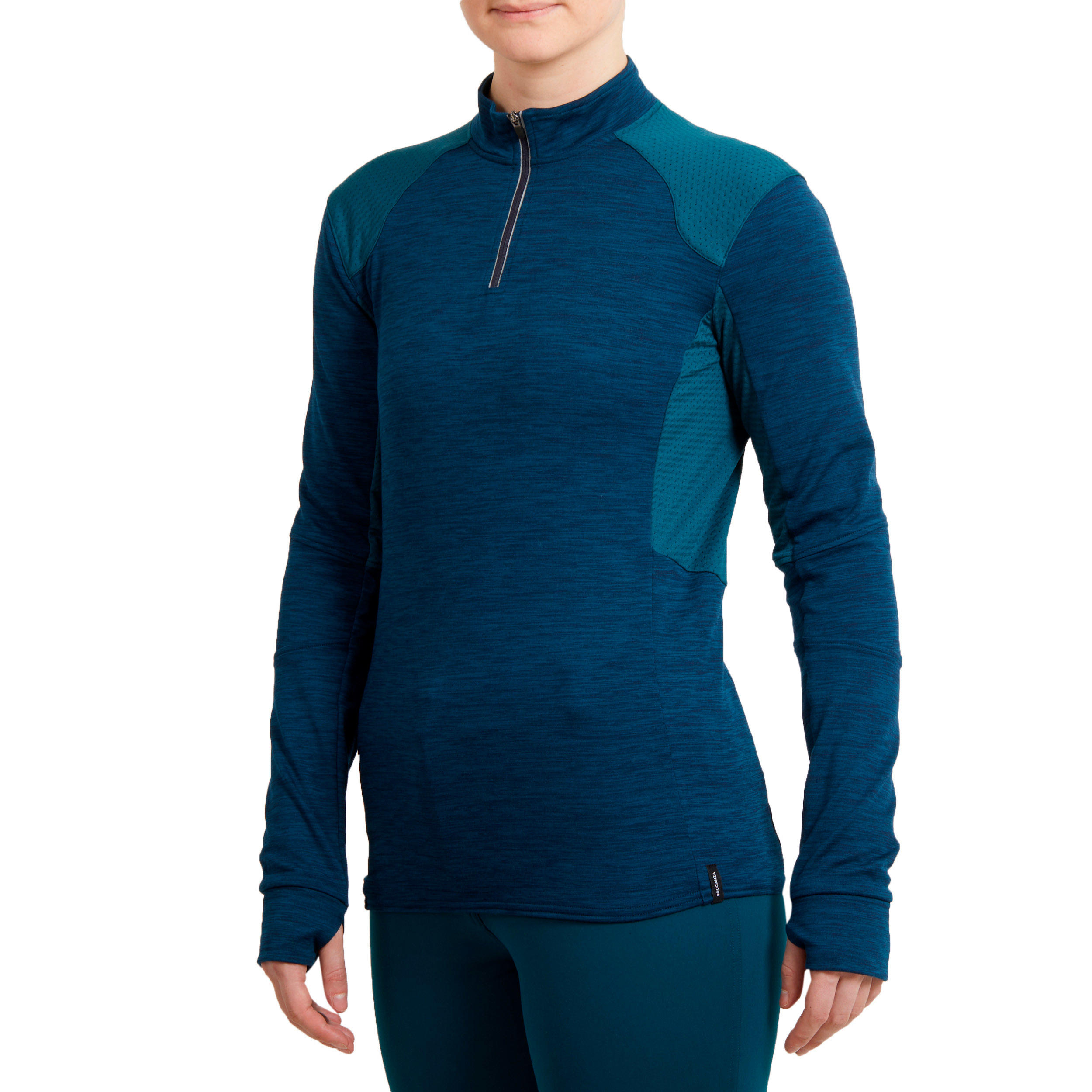 Women's Warm Horse Riding Long-Sleeved Polo Shirt 500 Warm - Petrol 4/9
