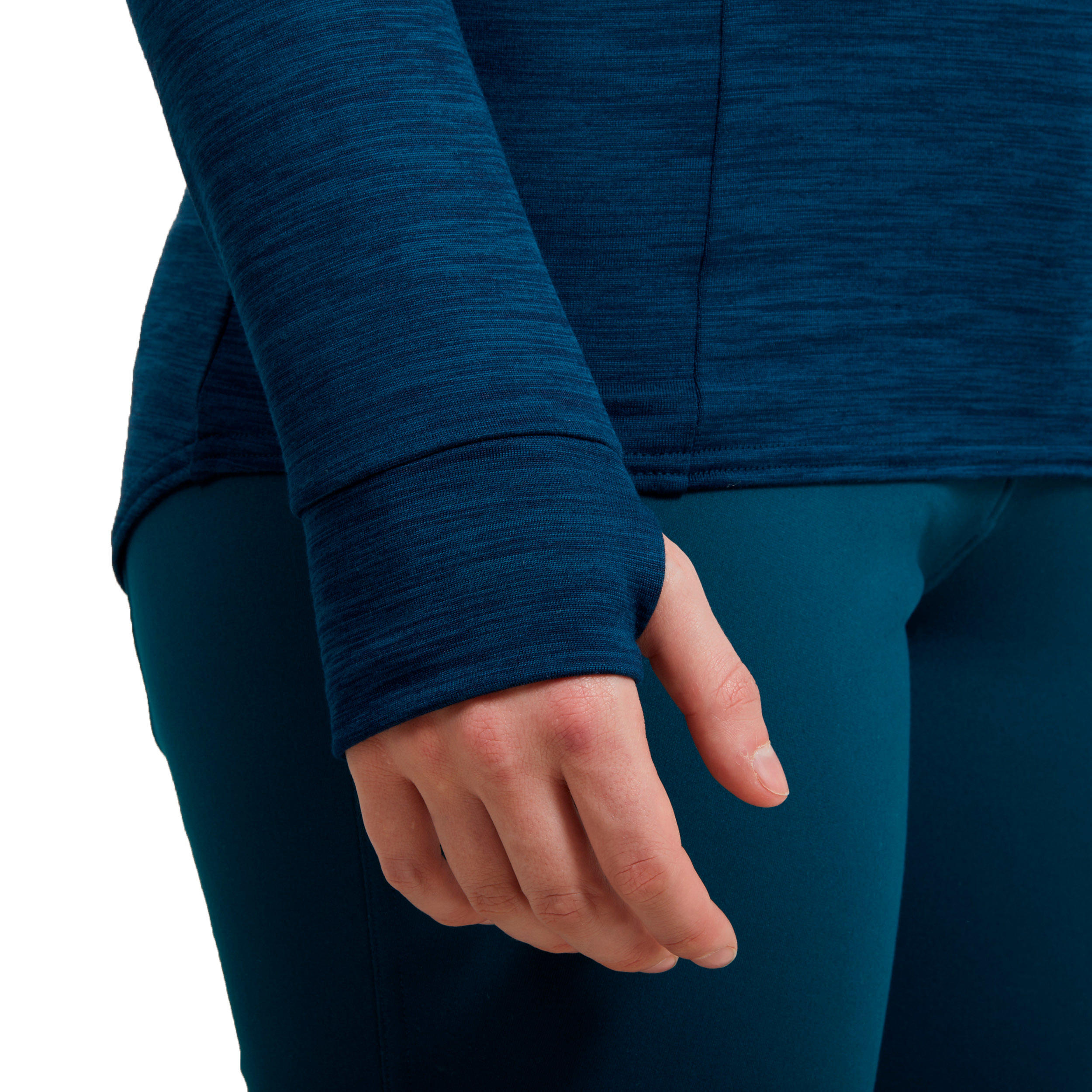 Women's Warm Horse Riding Long-Sleeved Polo Shirt 500 Warm - Petrol 9/9