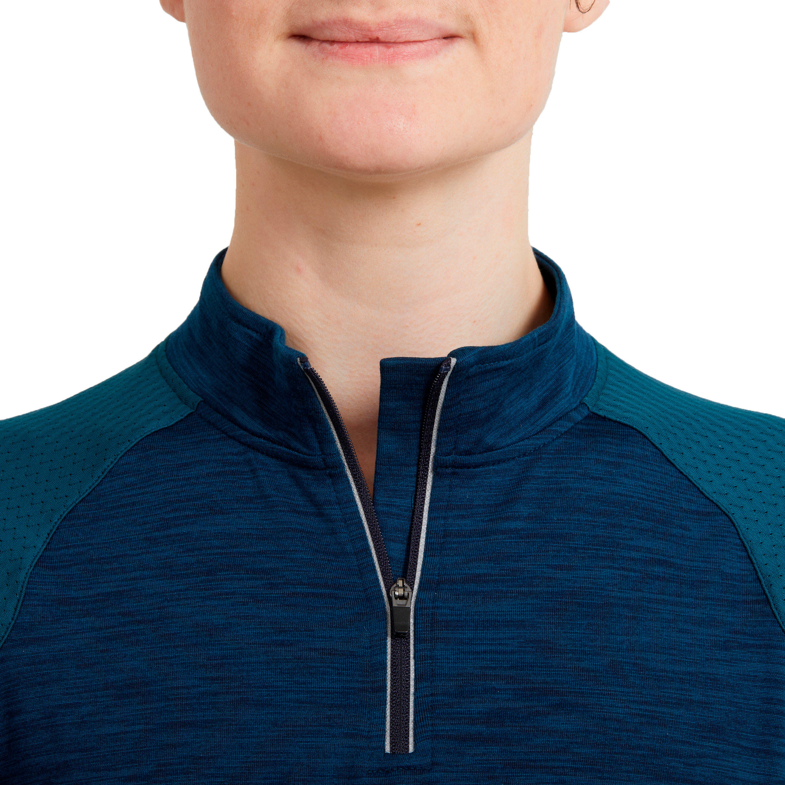 Women's Warm Horse Riding Long-Sleeved Polo Shirt 500 Warm - Petrol 8/9