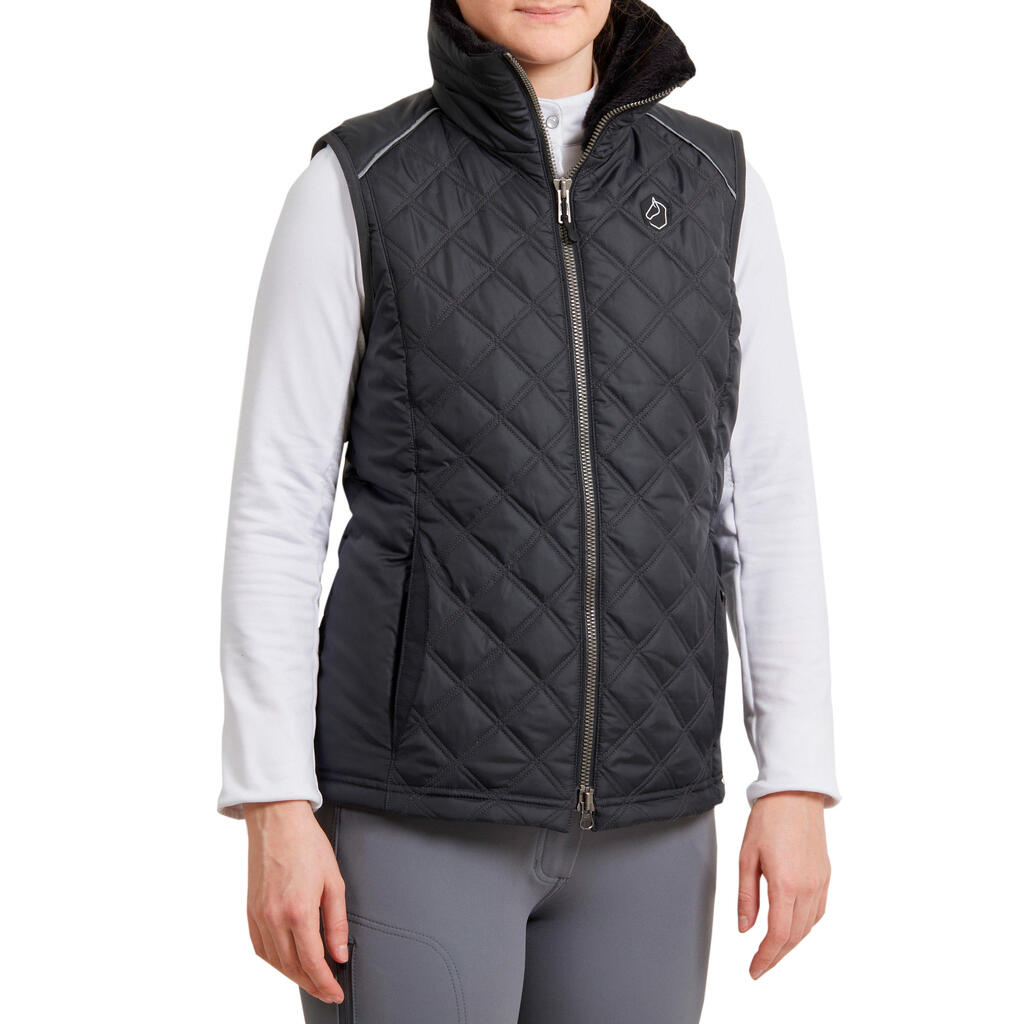 Women's Sleeveless Horse Riding Gilet 500 - Black/Grey