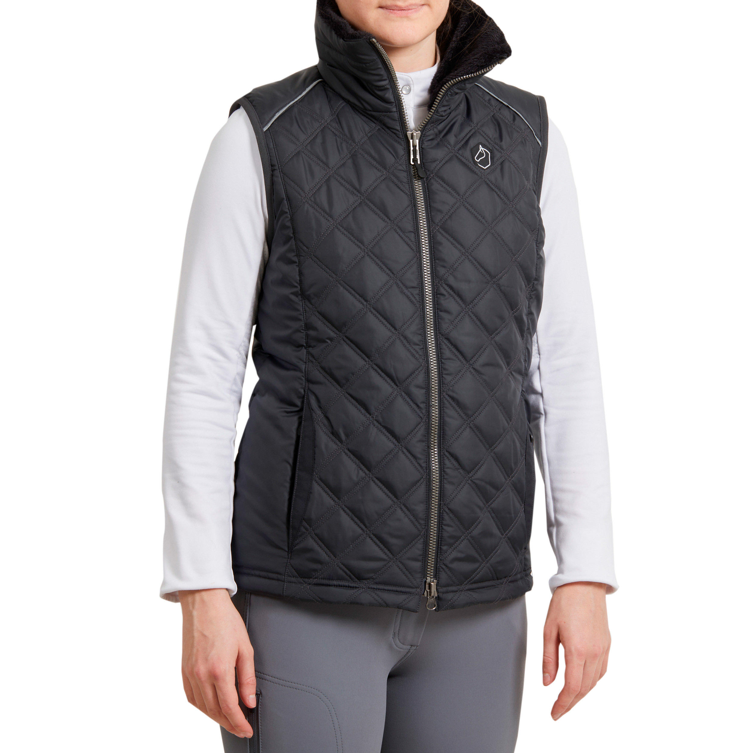 Women's Sleeveless Horse Riding Gilet 500 - Black/Grey 3/10