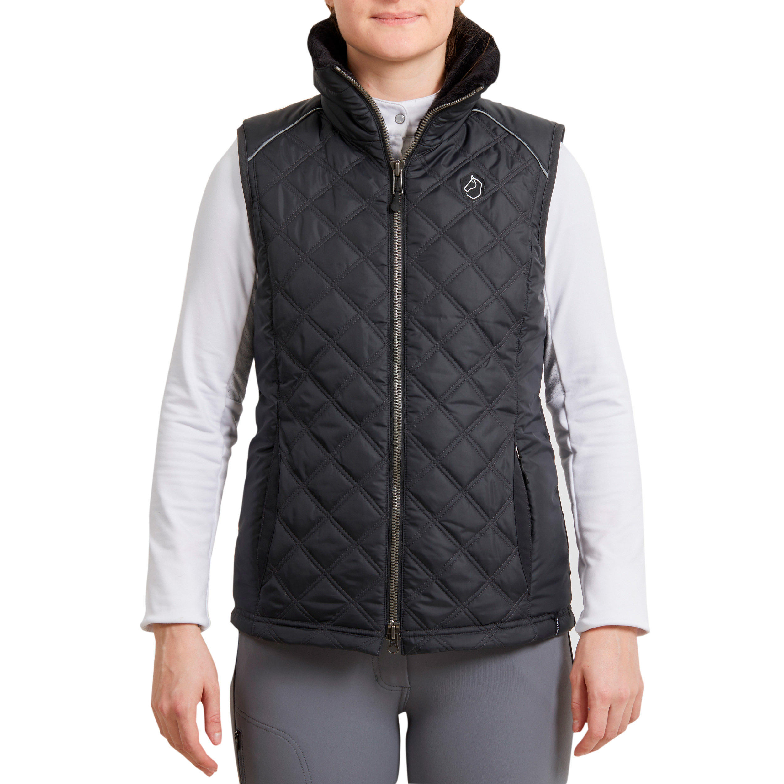 Women's Sleeveless Horse Riding Gilet 500 - Black/Grey 2/10