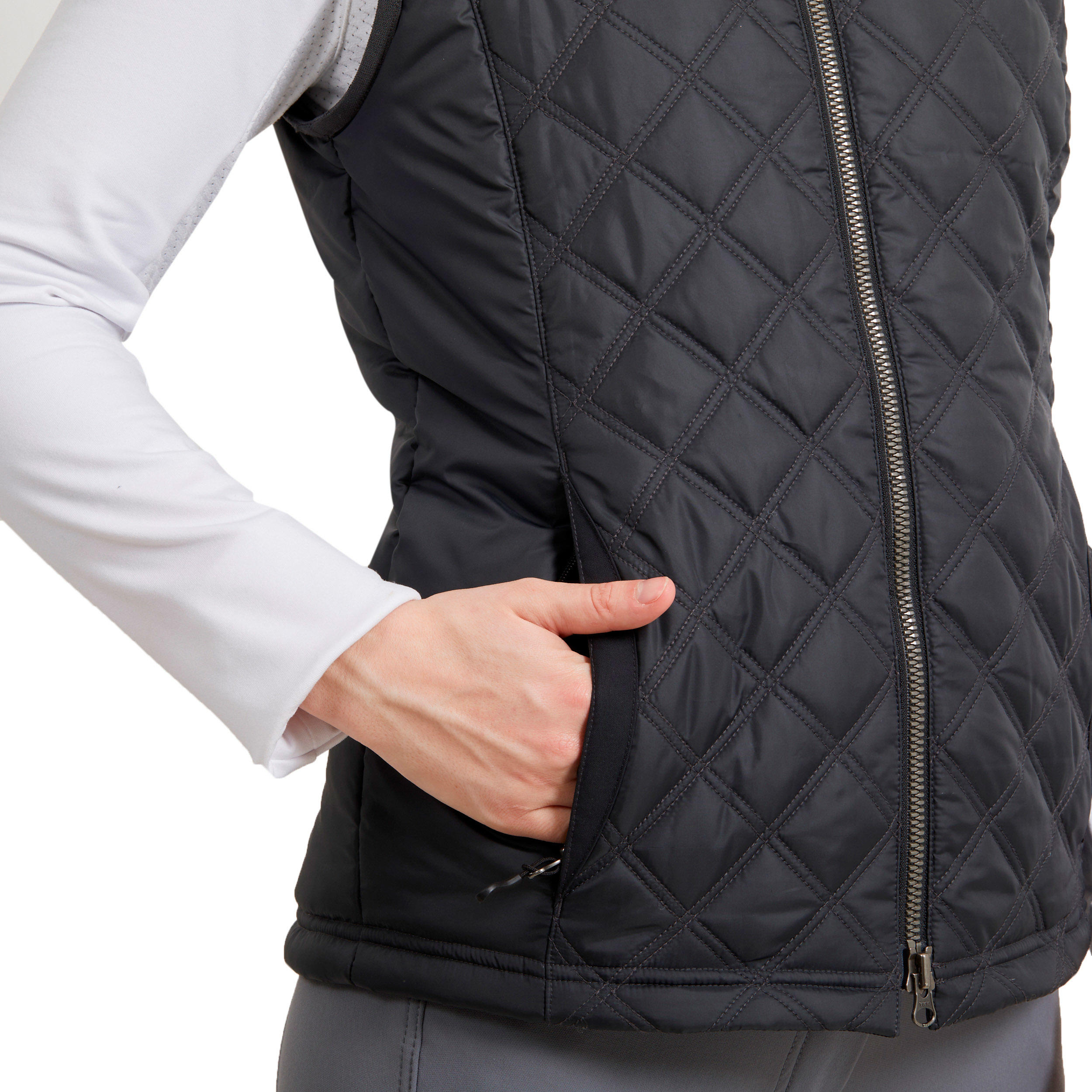 Women's Sleeveless Horse Riding Gilet 500 - Black/Grey 10/10