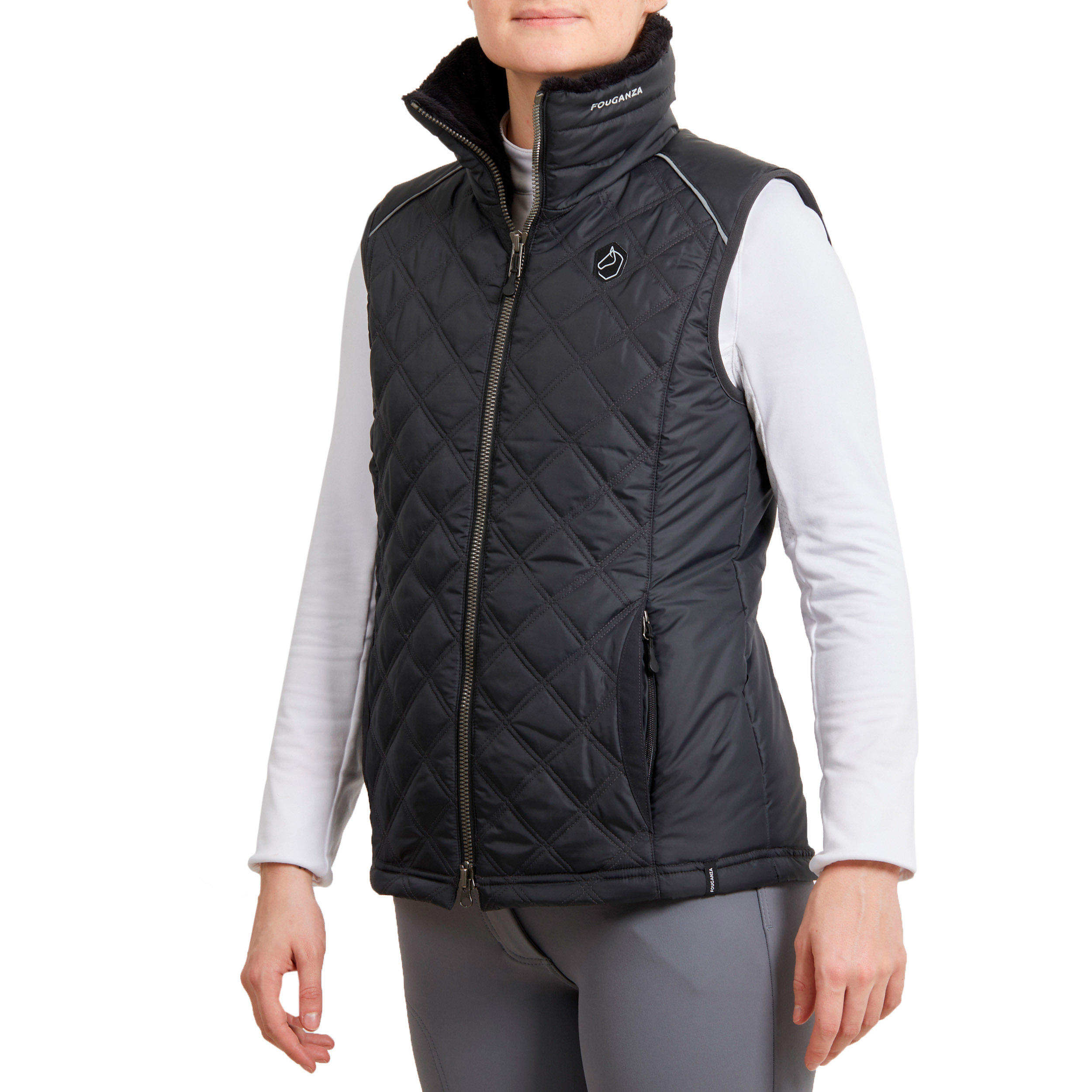 Women's Sleeveless Horse Riding Gilet 500 - Black/Grey 4/10