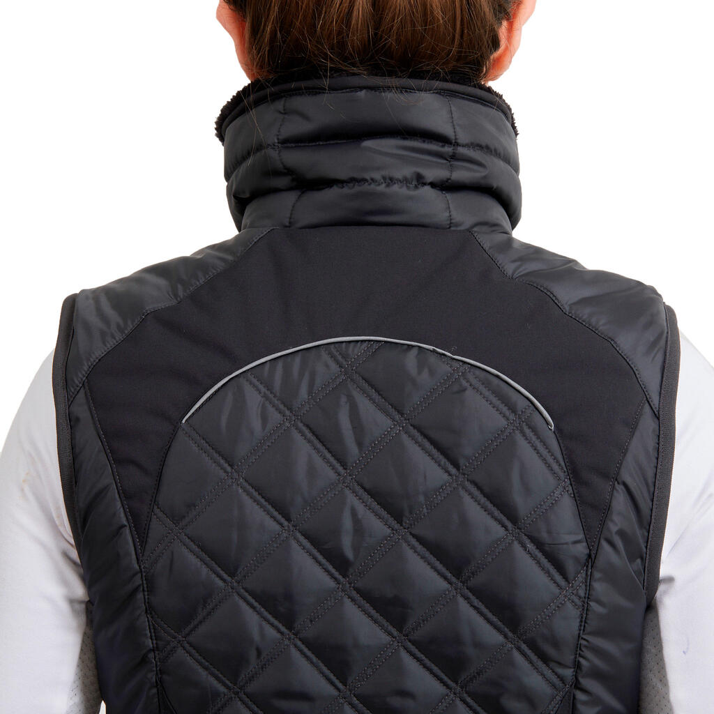 Women's Sleeveless Horse Riding Gilet 500 - Black/Grey