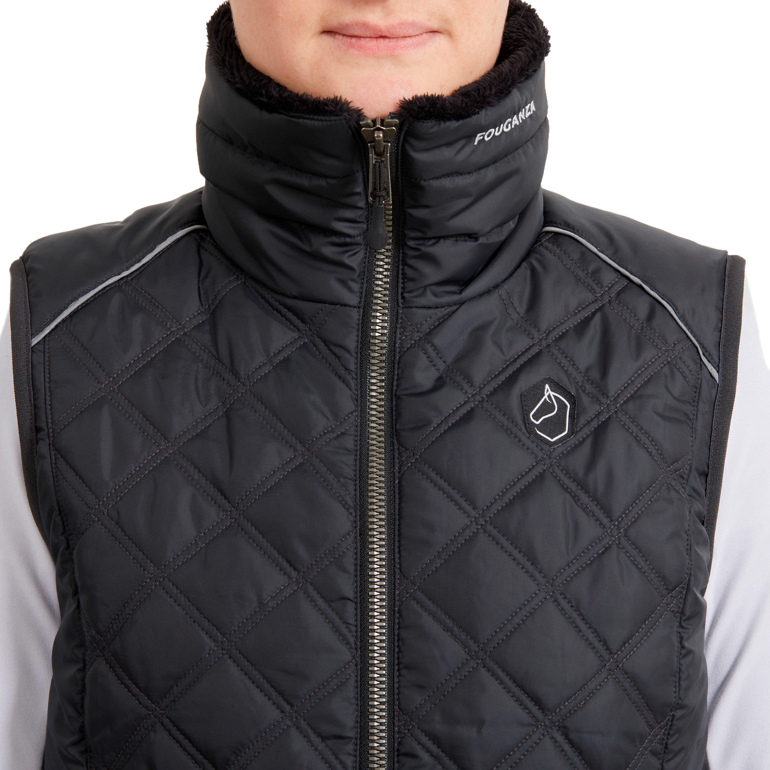 Women's Sleeveless Horse Riding Gilet 500 - Black/Grey 7/10