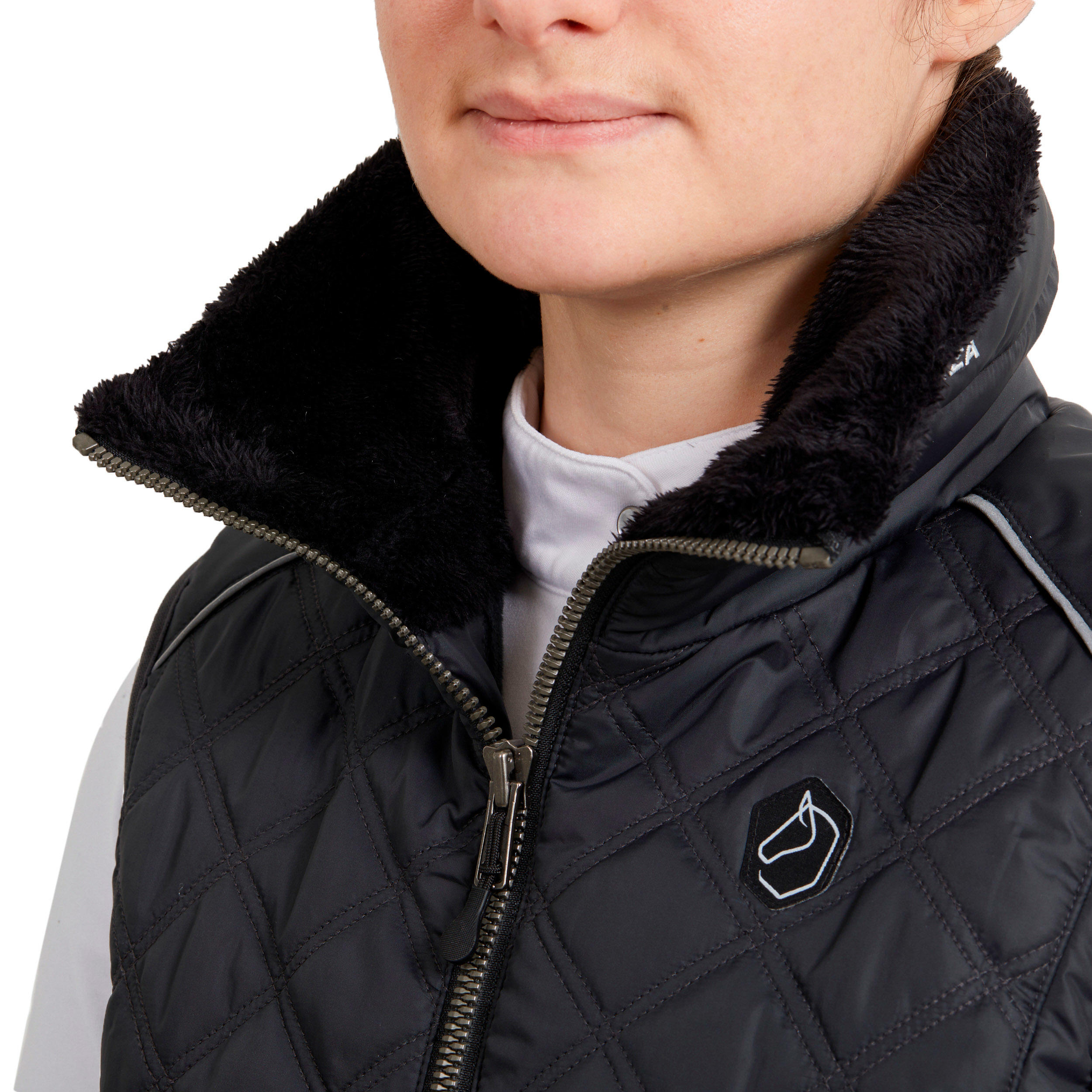 Women's Sleeveless Horse Riding Gilet 500 - Black/Grey 8/10