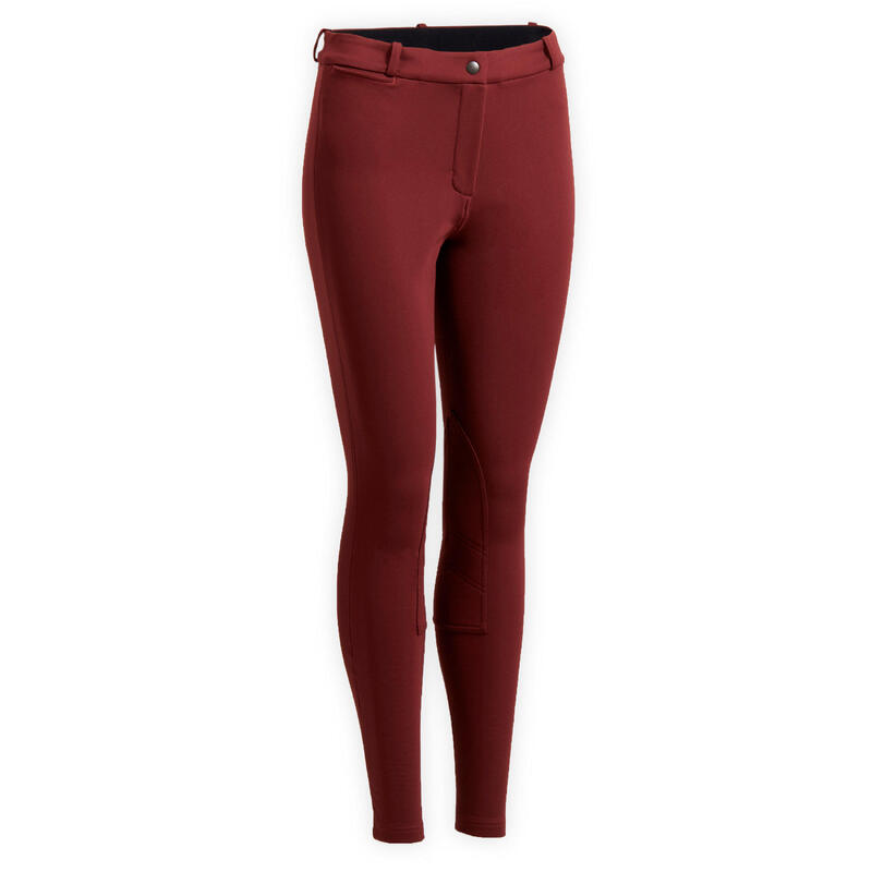 Accessy Women's Warm Horse Riding Jodhpurs Navy Blue with Pink Stitching FOUGANZA Decathlon