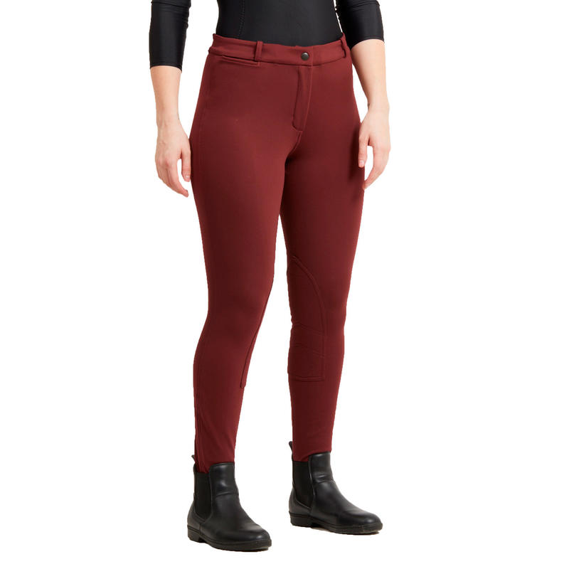 Accessy Women's Warm Horse Riding Jodhpurs Navy Blue with Pink Stitching FOUGANZA Decathlon