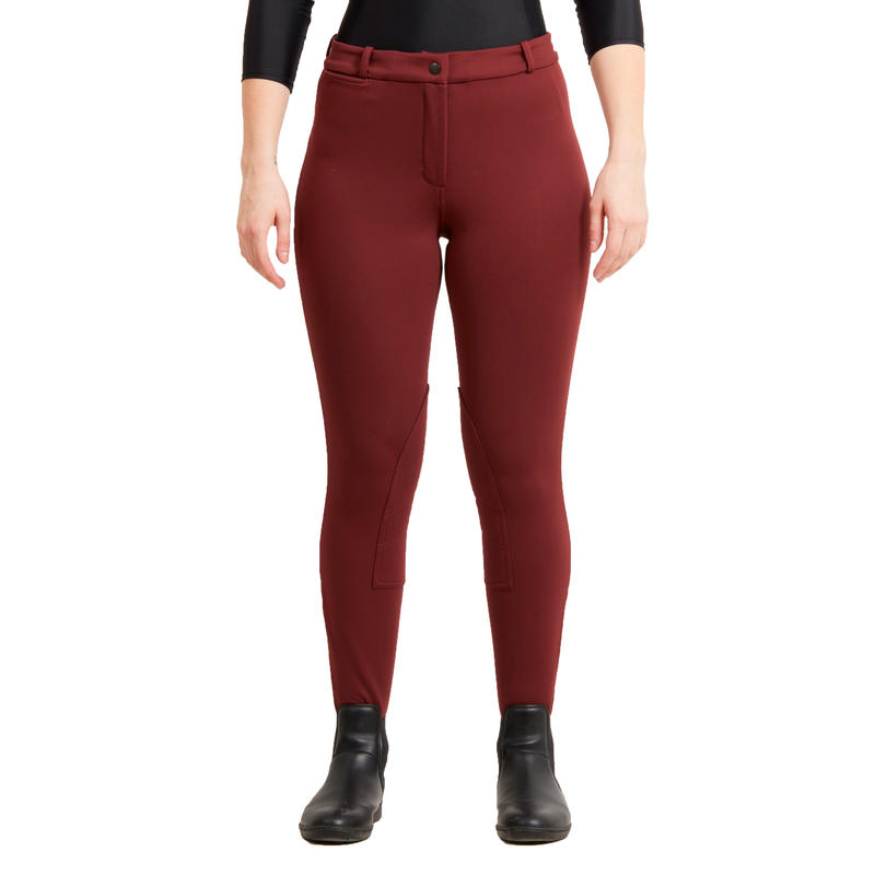 Women's Warm Horse Riding Jodhpurs 100 Burgundy Decathlon