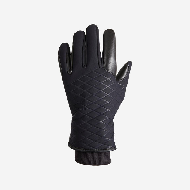 Gants chauds et imperméables d'équitation enfant 500 WARM noir