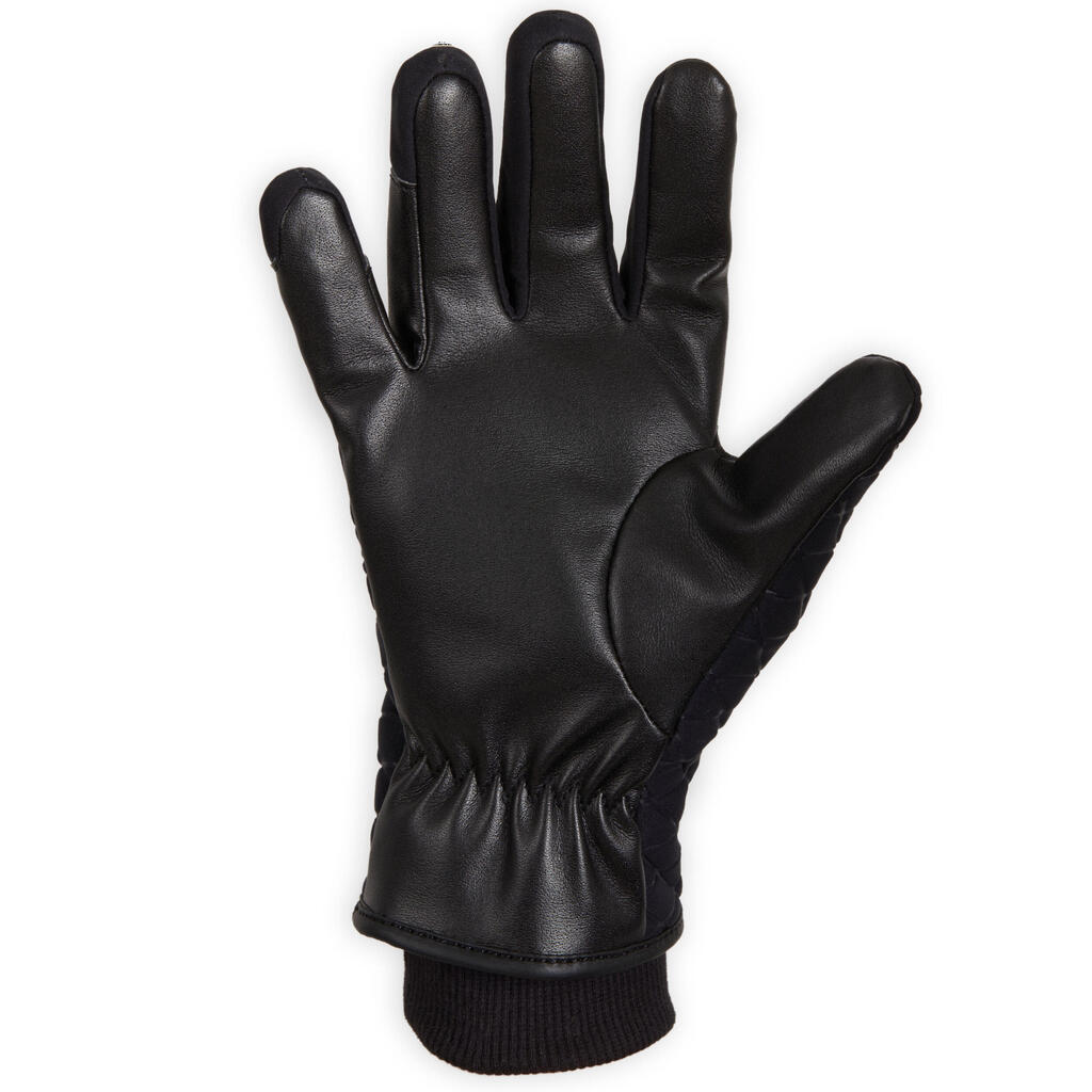 Kids' 500 Warm and Waterproof Horse Riding Gloves - Black