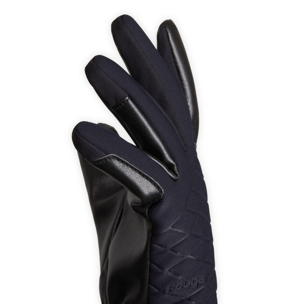 Kids' 500 Warm and Waterproof Horse Riding Gloves - Black