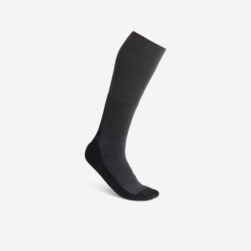 Winter-Reitsocken 500 warm Damen/Herren grau/schwarz