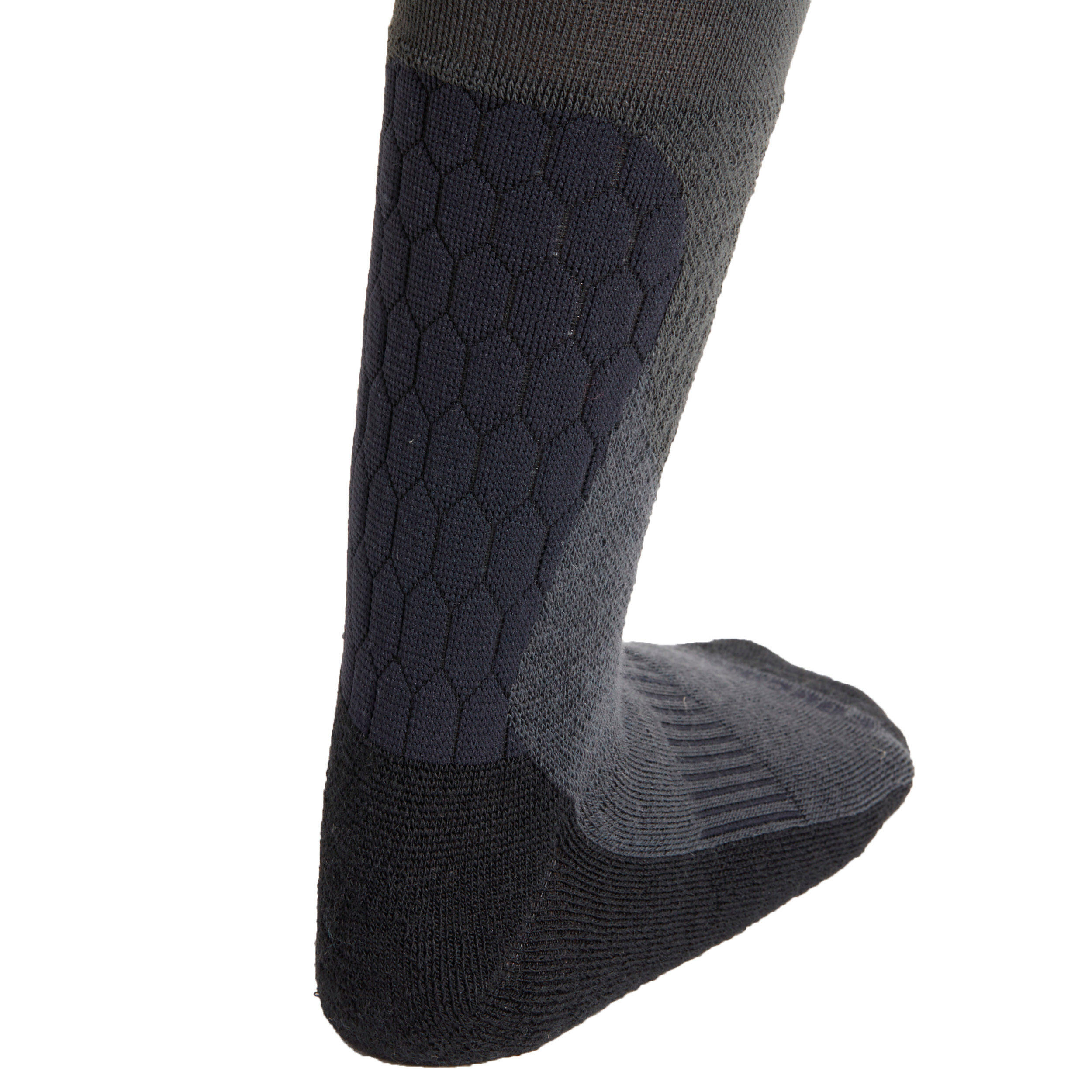 Adult Warm Horse Riding Socks 500 Warm - Grey/Black - FOUGANZA