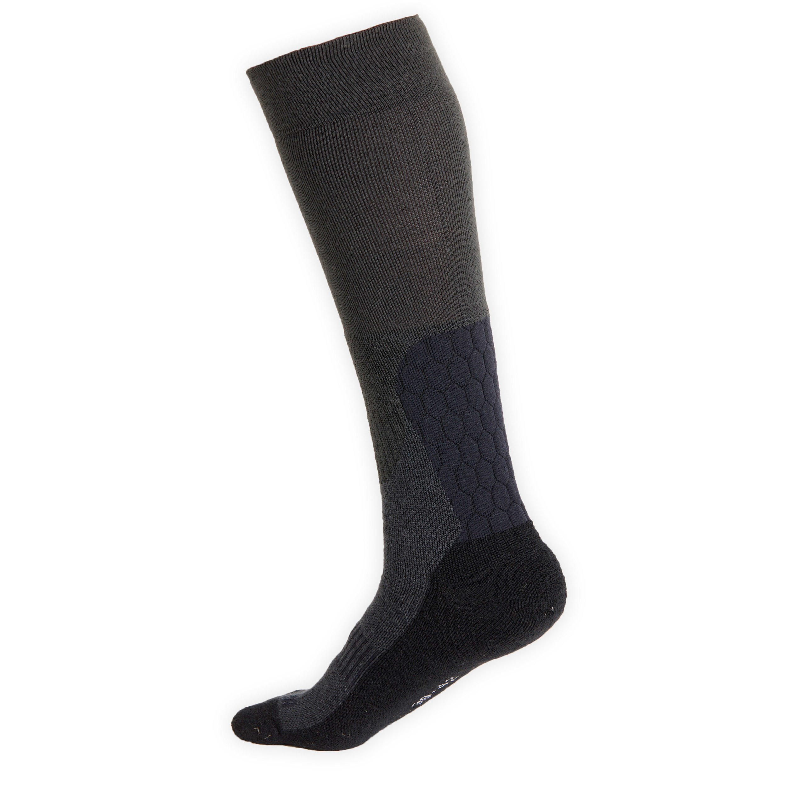 Adult Warm Horse Riding Socks 500 Warm - Grey/Black - FOUGANZA