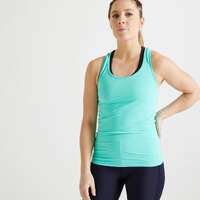 Maiou Fitness Cardio My Top 100 Verde Damă Imbracaminte - Maiou My Top 100 Damă DOMYOS - Sporturi