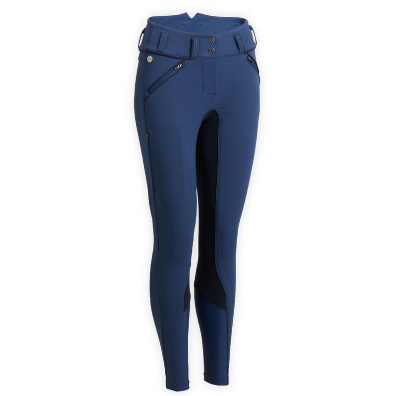 Pantaloni full seat DRESSAGE 900 donna blu