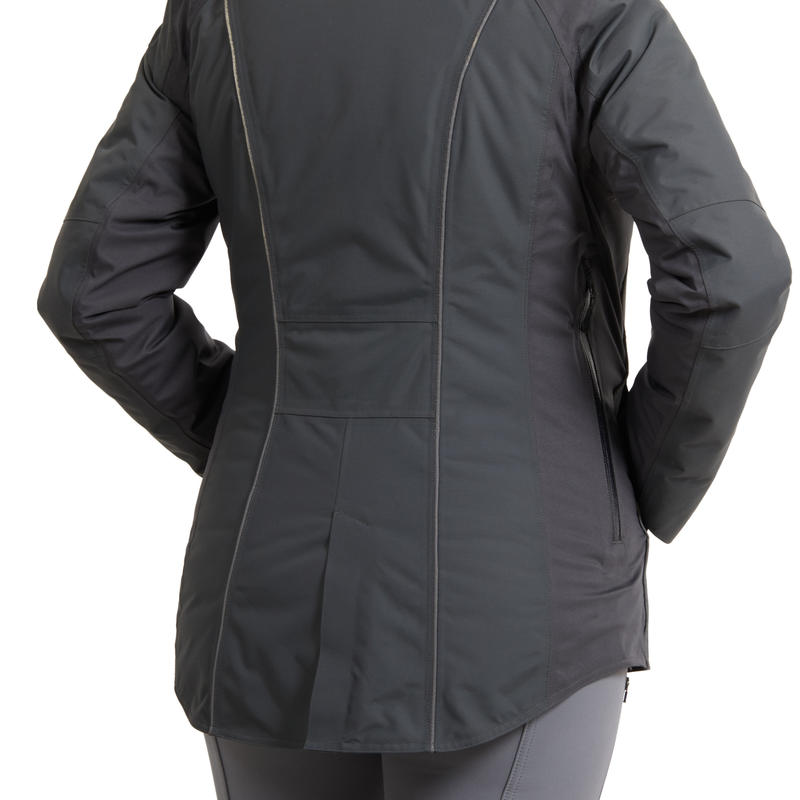 Women's Warm and Waterproof Horse Riding Jacket 580 Grey Decathlon