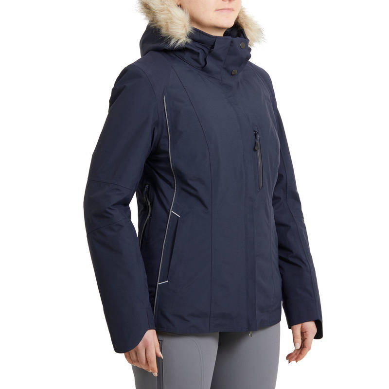 Women's Warm Waterproof Horse Riding Jacket 580 Warm Navy Blue Women's Warm Waterproof Horse Riding Jacket 580 Warm Navy Blue