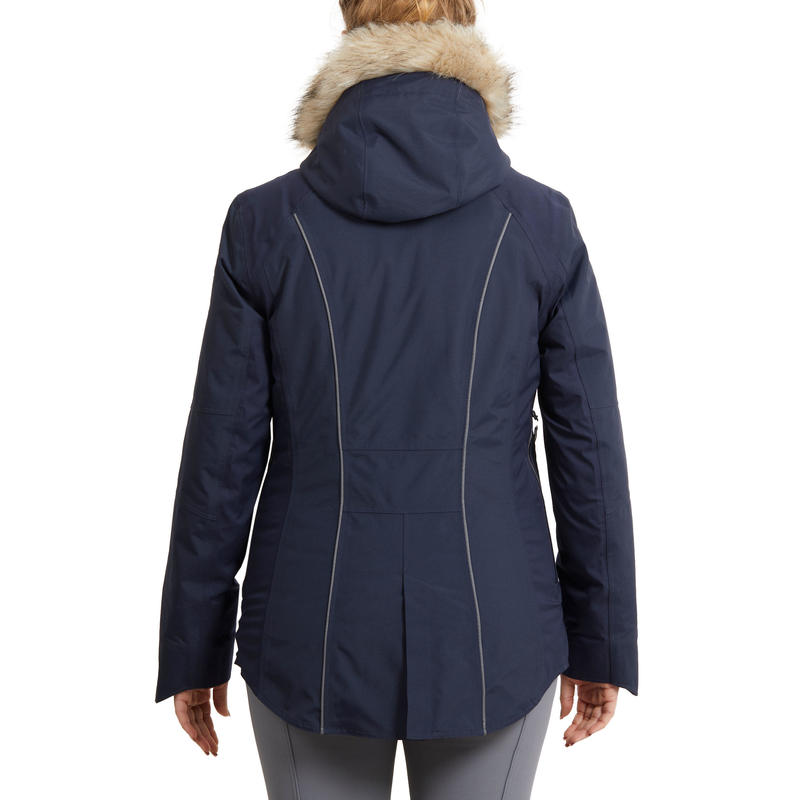Women's Warm Waterproof Horse Riding Jacket 580 Warm Navy Blue