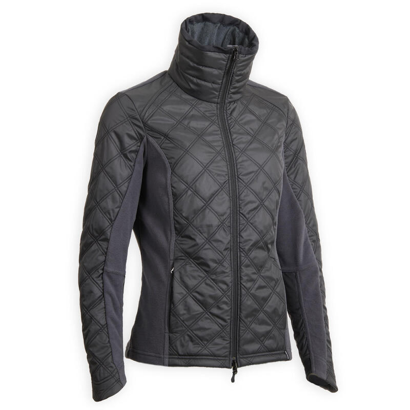Polaire bi-matière équitation femme 500 WARM grise