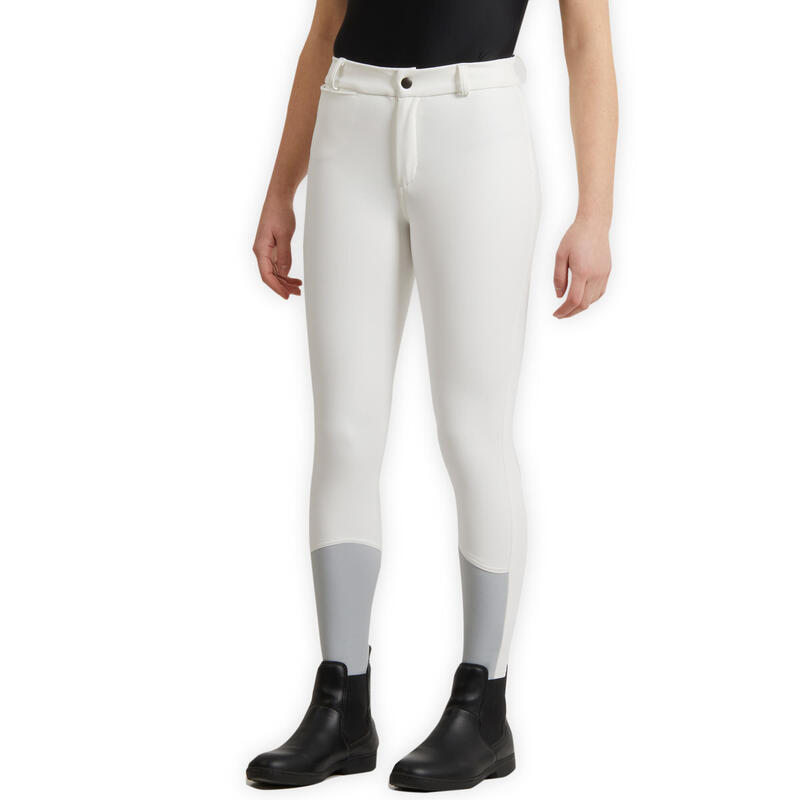 Pantalon de concours équitation kipwarm chaud et déperlant Enfant - 500 blanc