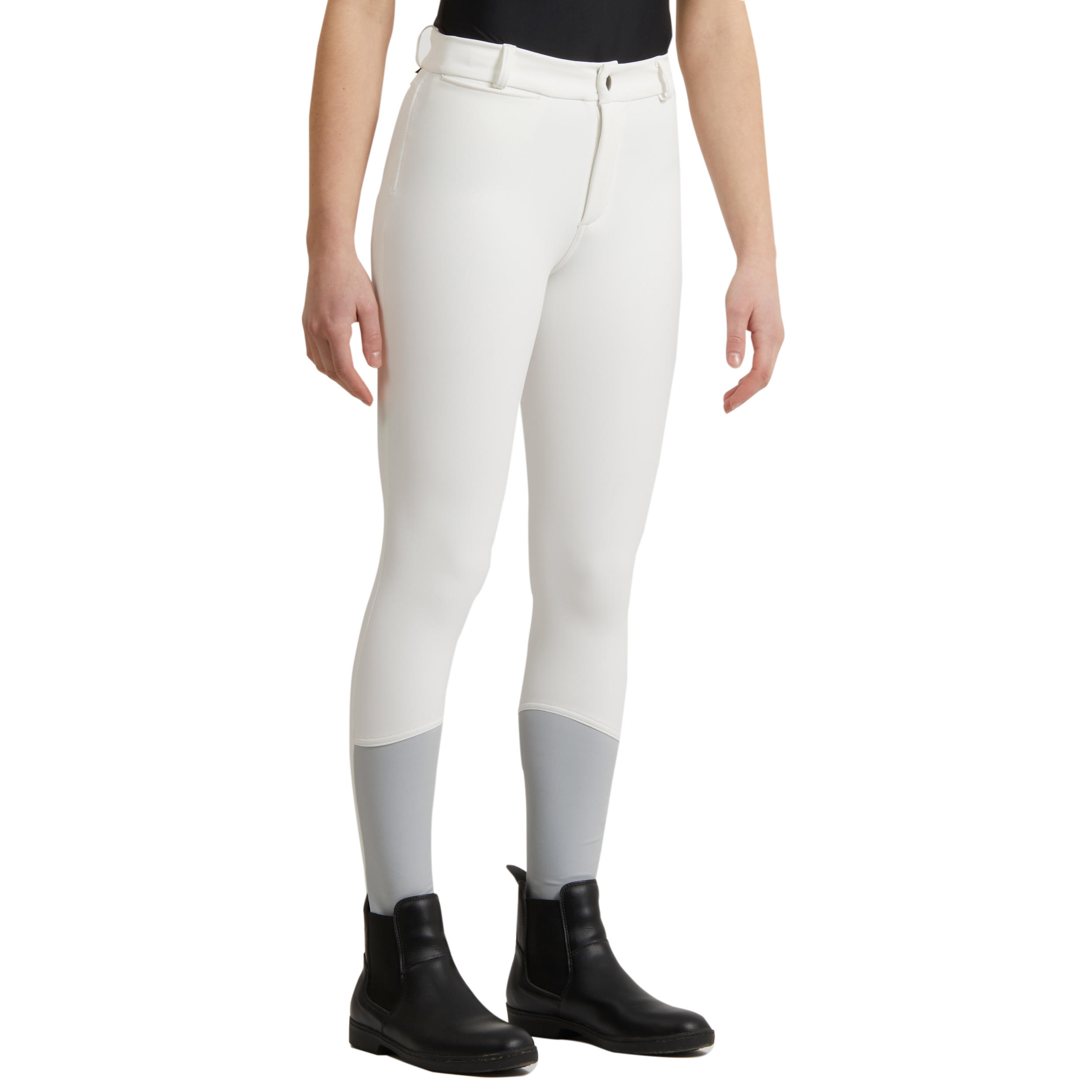 Kids' Horse Riding Warm and Water Repellent Competition Jodhpurs 500 Kipwarm - White 4/9