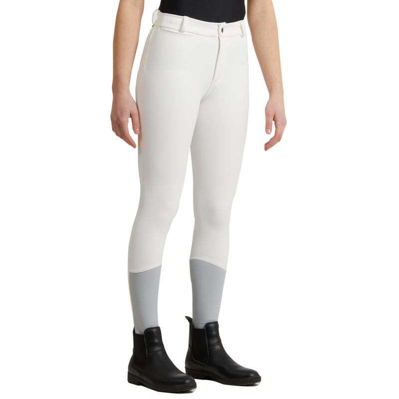 Pantalon de concours équitation kipwarm chaud et déperlant Enfant - 500 blanc