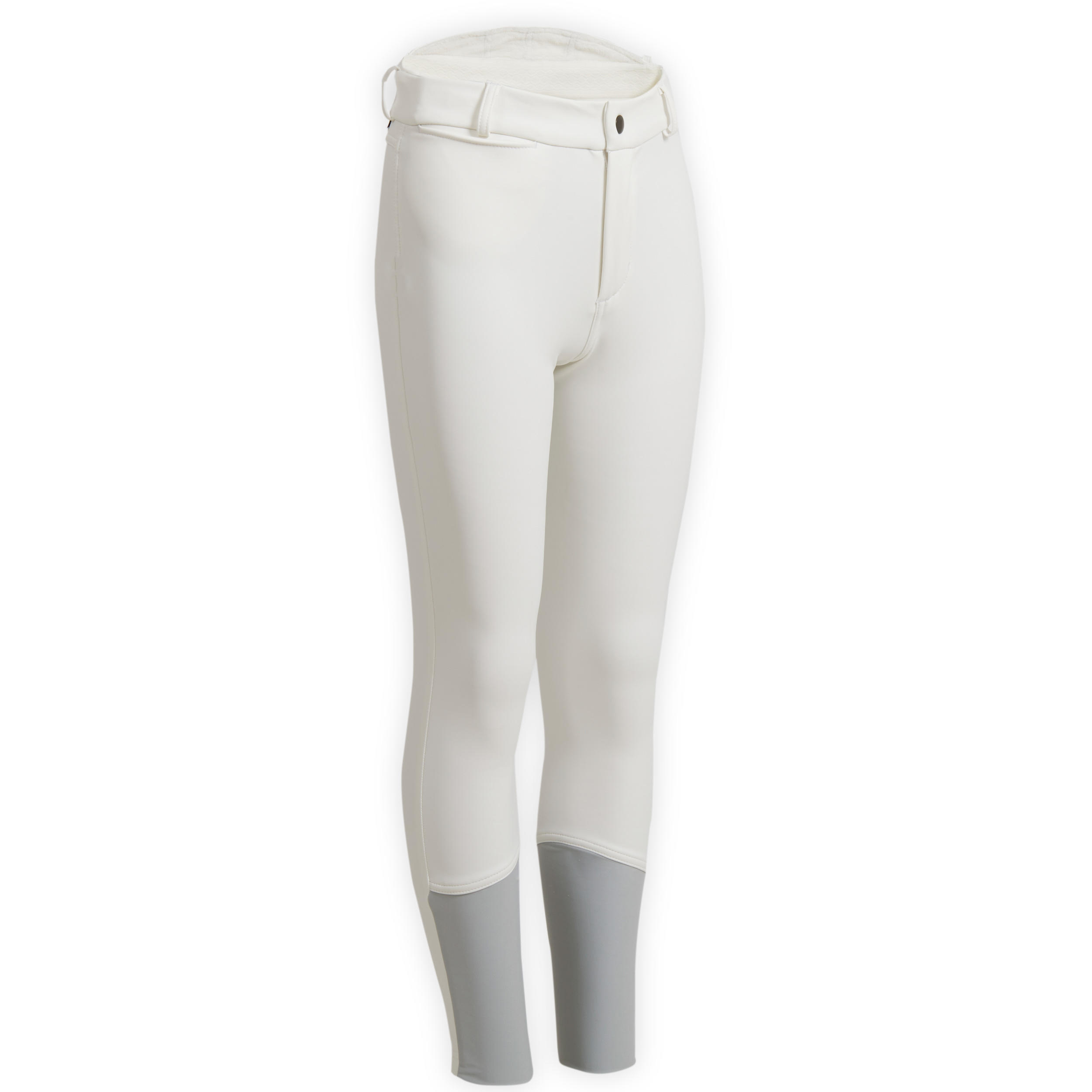 FOUGANZA Kids' Horse Riding Warm and Water Repellent Competition Jodhpurs 500 Kipwarm - White