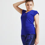Domyos T-shirt voor cardiofitness dames 100 blauw