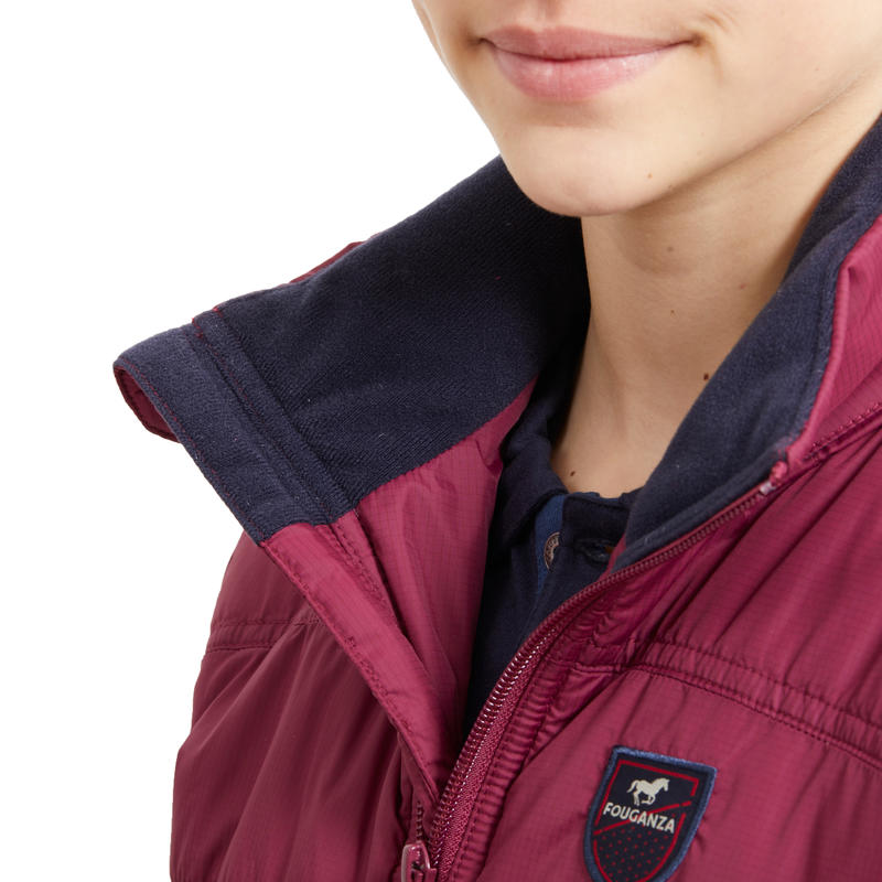 Kids' Horse Riding Padded Jacket 500 Warm Plum Decathlon