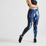 Domyos Fitness legging voor cardiotraining voor dames 120 groen met print