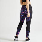 Domyos Fitness legging voor cardiotraining voor dames 120 roze met print