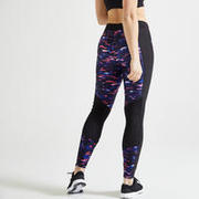 Women Polyester Gym Leggings with Phone Pocket - Print