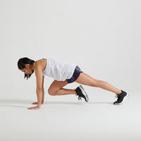 מכנסיים קצרים בגזרה רפויה דגם 500 לנשים - הדפס כחול נייבי