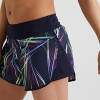 מכנסיים קצרים בגזרה רפויה דגם 500 לנשים - הדפס כחול נייבי