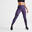 Leggings hoher Taillenbund Fitness figurformend - lila bedruckt