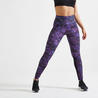 Women Polyester High-Waist Gym Leggings - Purple Print