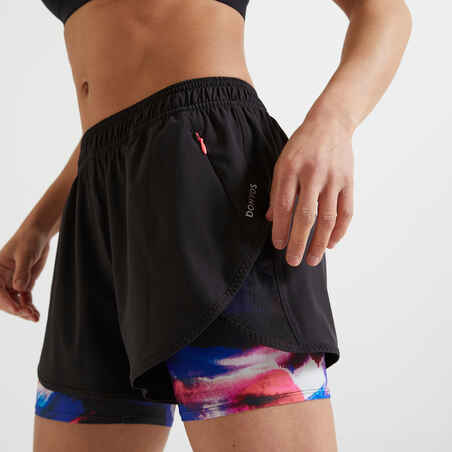2-in-1 Anti-Chafing Fitness Shorts - Black