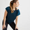 Áo thun tập fitness cardio 120 cho nữ - Xanh lá đậm