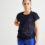 Domyos T-shirt voor cardiofitness dames 120 marineblauw