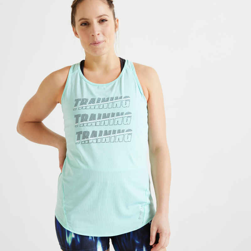 Women's Fitness Cardio Training Tank Top 120 - Turquoise - Decathlon