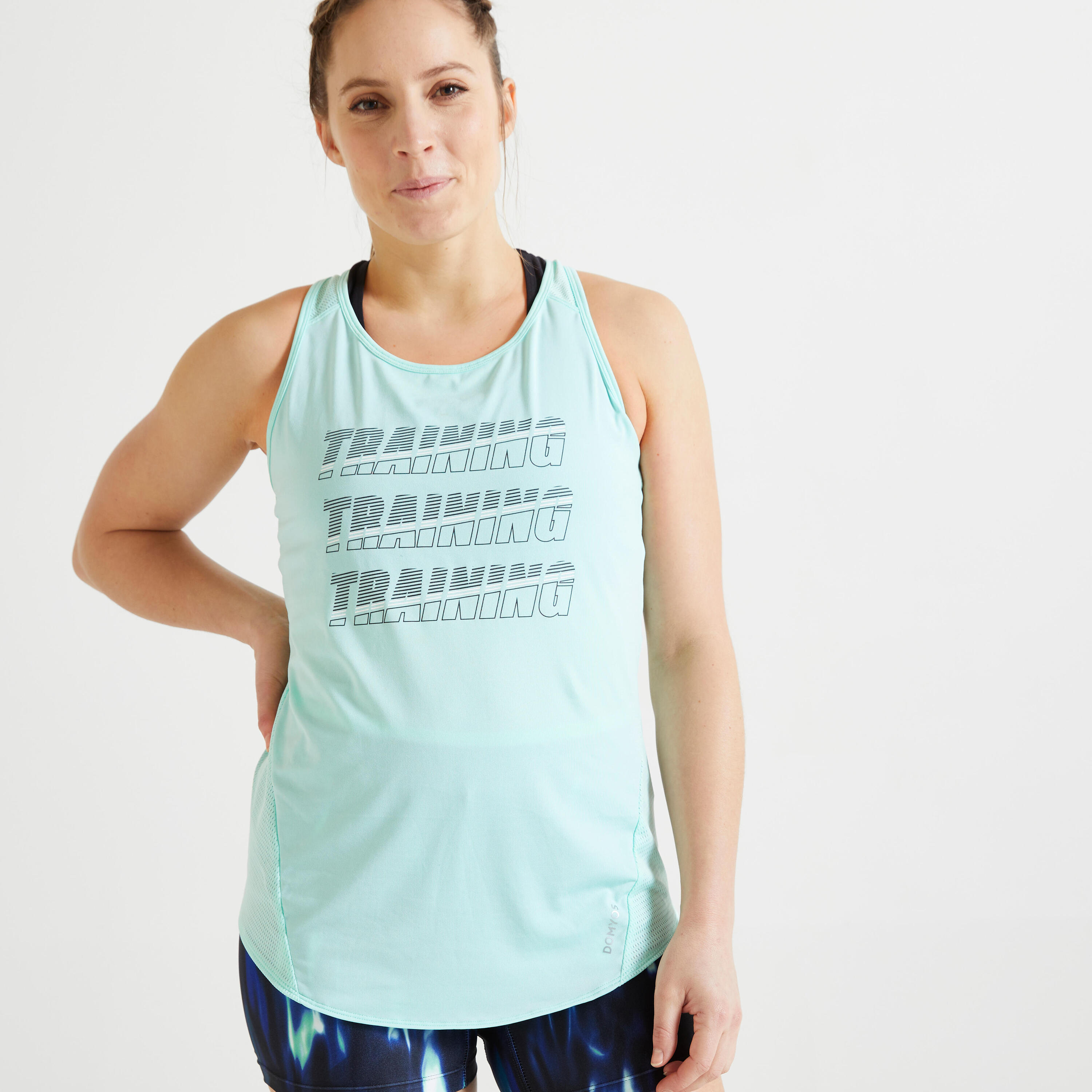DOMYOS Women's Fitness Cardio Training Tank Top 120 - Turquoise
