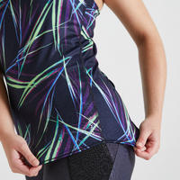 גופייה לאימוני קרדיו דגם 500 לנשים – הדפס כחול נייבי